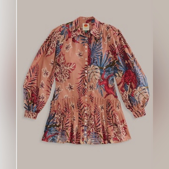 New FARM RIO Beaded Forest Pink Long Sleeve Mini Dress Size Large - Picture 3 of 12